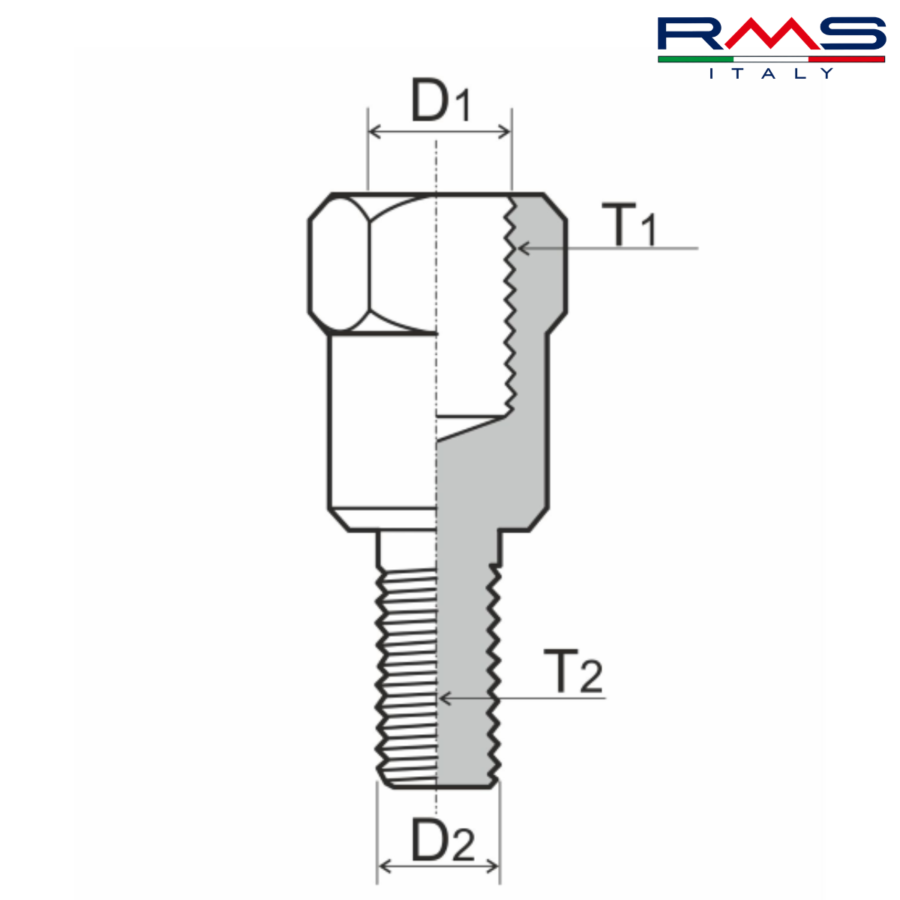 ADAPTER ZA RETROVIZOR D1-M10mm D2-8mm T1L T2R 121850170 RMS ITALY*